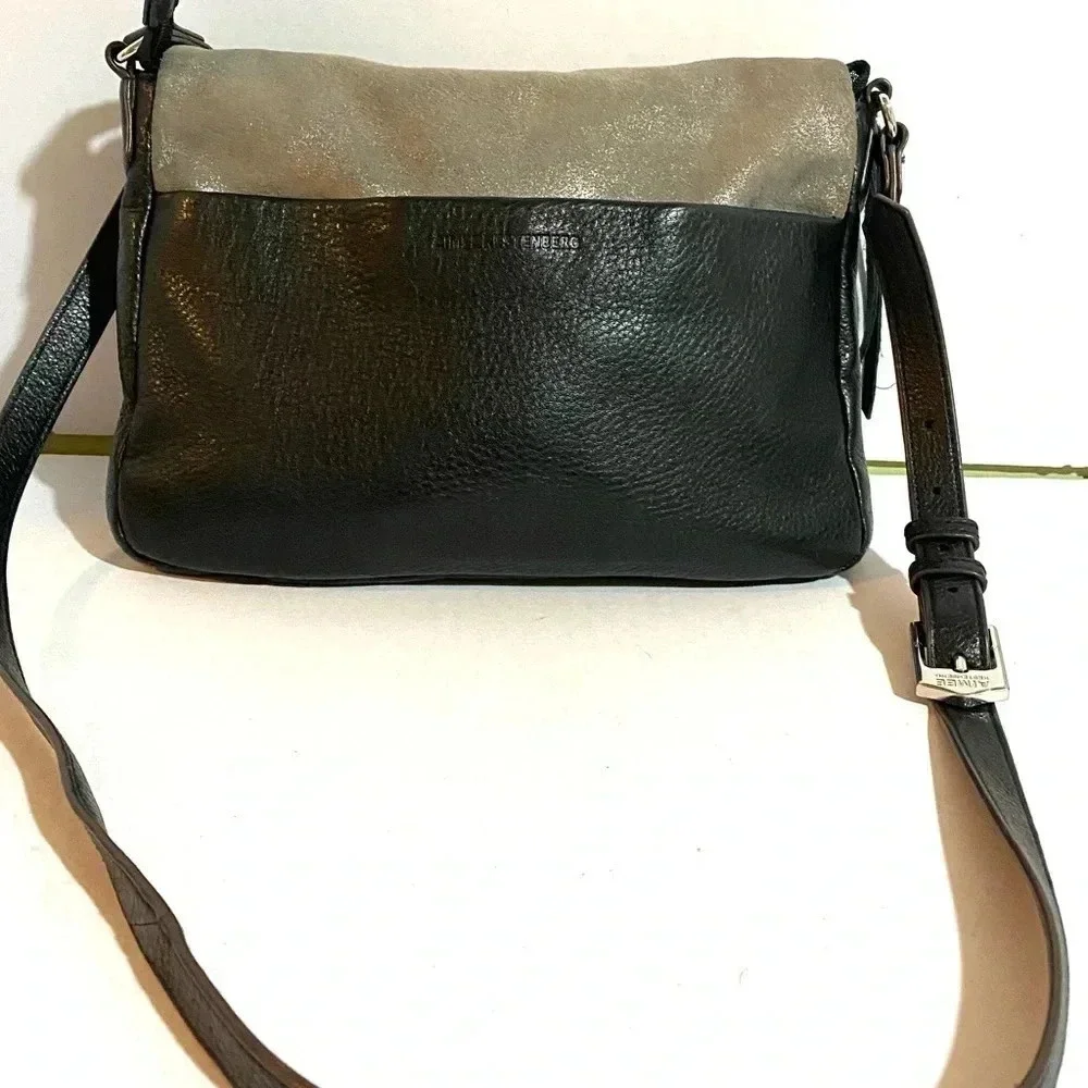 Aimee Kestenberg black grey leather suede satchel handbag